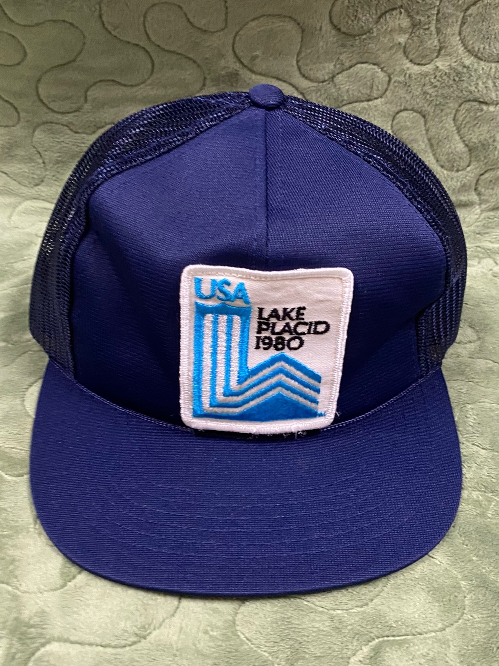 VTG 1980 USA Lake Placid Miracle On Ice Blue Snapback Trucker Cap With Patch